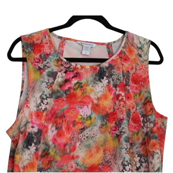 Athleta Refined Zephyr Sleeveless Tank Top Womens Large Pink Floral Blur - Picture 3 of 7